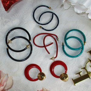 HOOP EARRINGS - VINTAGE MULTI COLORS – HOOP EARRINGS BUNDLE OF FIVE (5)